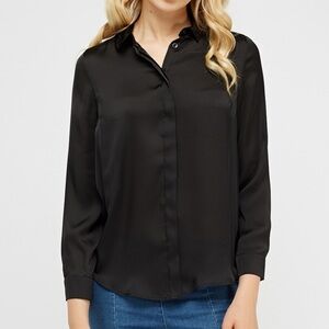 nwt Robert Rodriguez Sheer Blouse Lyndsey Button Down Long Sleeve Black Small
